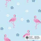 Katoen poplin flamingo's babyblauw
