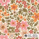 Katoen poplin bloemen offwhite