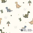 Katoen poplin dino's offwhite