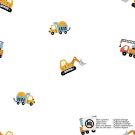 Katoen poplin bouwvoertuigen wit