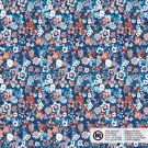 Katoen poplin bloemen marine