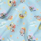Katoen poplin doraemon & friends lichtblauw