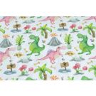 100x150 cm katoen tricot digitaaldruk dino's wit