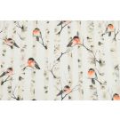 Katoen tricot digitaaldruk roodborstjes met berken offwhite