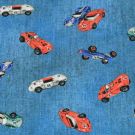 Katoen tricot digitaaldruk jeans look raceauto's jeans blauw