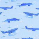 100x150 cm sweat/french terry digitaaldruk vliegtuigen lichtblauw blooming fabrics