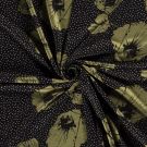 Poly viscose jersey stof discharge bedrukt bloemen groen