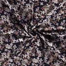Poly viscose jersey stof discharge bedrukt bloemen paars