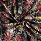 Poly viscose jersey stof discharge bedrukt planten rood