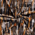 Poly viscose jersey stof discharge bedrukt abstract bruin