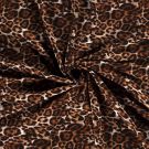 Poly viscose jersey stof discharge bedrukt dieren bruin