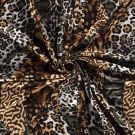 Poly viscose jersey stof discharge bedrukt tijgers bruin