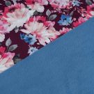 Softshell digitaaldruk bloemen wijnrood/staalblauw