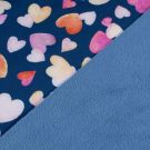 Softshell digitaaldruk hartjes roze/donkerblauw/staalblauw