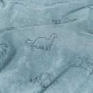 Stretch badstof bedrukt dino's indigo