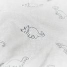 Stretch badstof bedrukt dino's lichtgrijs