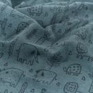 Stretch badstof bedrukt dieren indigo