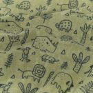 Stretch badstof bedrukt dieren olijfgroen