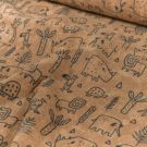 Stretch badstof bedrukt dieren terra roze