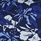 Katoen tricot abstacte bloemen donkerblauw