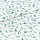 100x150 cm katoen tricot digitaaldruk groene blaadjes offwhite blooming fabrics