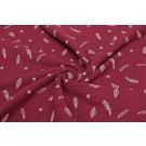 Katoenen mousseline triple layer veertjes wijnrood