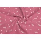Katoenen mousseline triple layer veertjes fuchsia