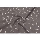 Katoenen mousseline triple layer veertjes donkergrijs