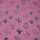 95x150 cm katoen tricot cactussen oudroze/groen-metallic