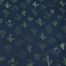 95x150 cm katoen tricot cactussen marine/groen-metallic