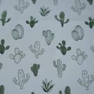 95x150 cm katoen tricot cactussen lichtgrijs/groen-metallic