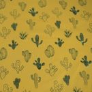 95x150 cm katoen tricot cactussen ockergeel/groen-metallic