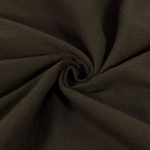Katoenen mousseline uni donkerbruin