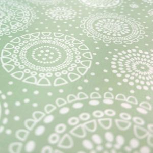 Tafelzeil bedrukt mandala's donkermint