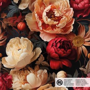 Fluweel stof digitaaldruk bloemen rood