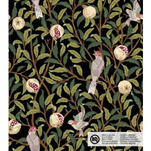 Decostof panama digitaaldruk vogels zwart