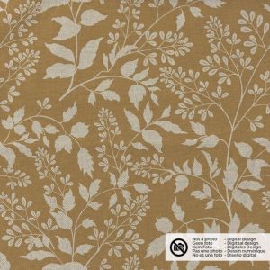 Decostof linnenlook digitaaldruk bladeren camel