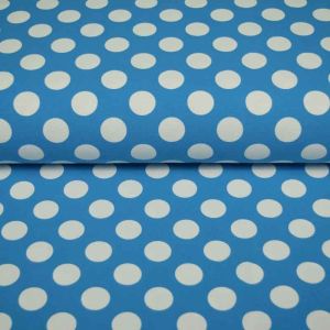 100x150 cm katoen tricot grote stippen aqua