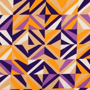 Viscose poplin geometrisch oranje/paars