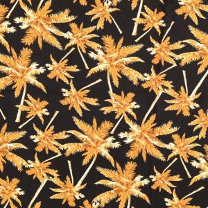 Viscose poplin palmbomen zwart
