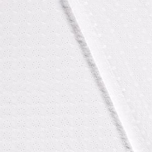 Katoen poplin geborduurd bloemen wit