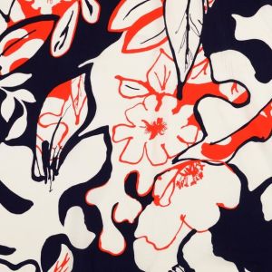 Viscose poplin bloemen rood