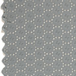 Katoenen voile geborduurd abstract staalblauw