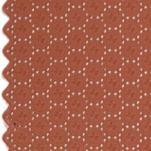 Katoenen voile geborduurd abstract roodhout