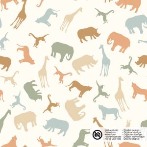 Katoen poplin dieren offwhite