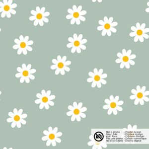 Katoen poplin bloemen mint