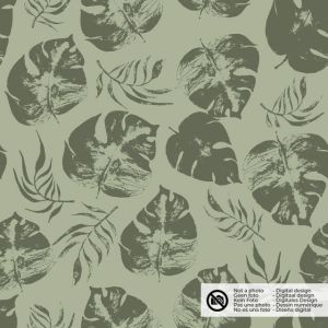 Katoen poplin bladeren olijfgroen