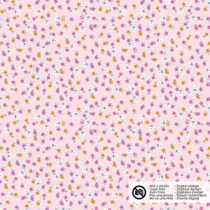 Katoen poplin bloemen lichtroze