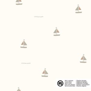 Katoenen mousseline zeilboten offwhite