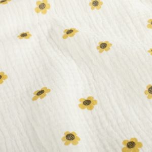 Katoenen mousseline bloemen offwhite